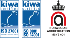 NTE AS, NTE Energi og NTE Telekom har ISO sertifikatet 27001. Hele NTE har ISO 9001 og 14001 sertifikatet. Norwegian Accreditation MSYS 004. Les mer om NTE sine sertifikater.